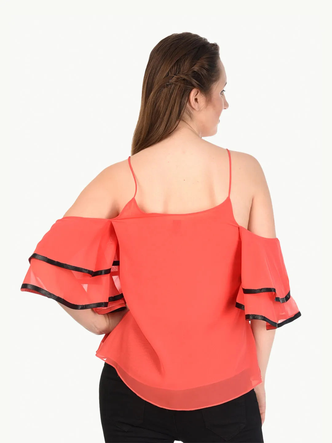 urSense Women Orange Summer Casual Strap off Shoulder Top