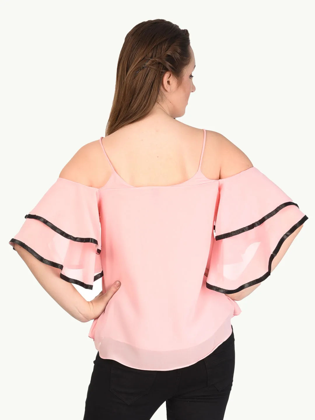 urSense Women Pink Summer Casual Strap off Shoulder Top