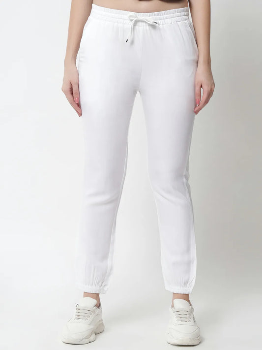urSense white solid Joggers has a slip-on closure and 2 pocket