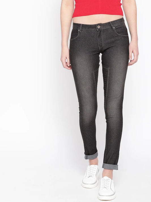 Women Charcoal Grey Slim Fit Mid-Rise Clean Look Stretchable Jeans